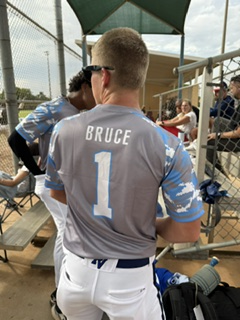 Hunter Bruce wearing number one at the HSBN Futures All-Star game